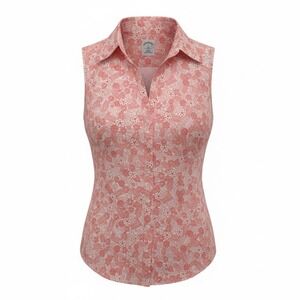 Brooks Brothers 346 Women's Sleeveless Non-Iron Cotton Pink Floral Top Size 6